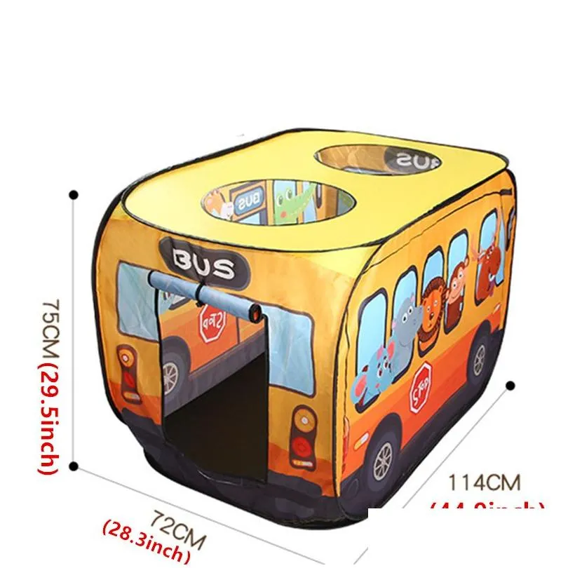cartoon bus indoor tents 29.5x28.3x44.9inch children outdoor playhouse 75x72x114cm automatic play tent waterproof cloth children furniture by air