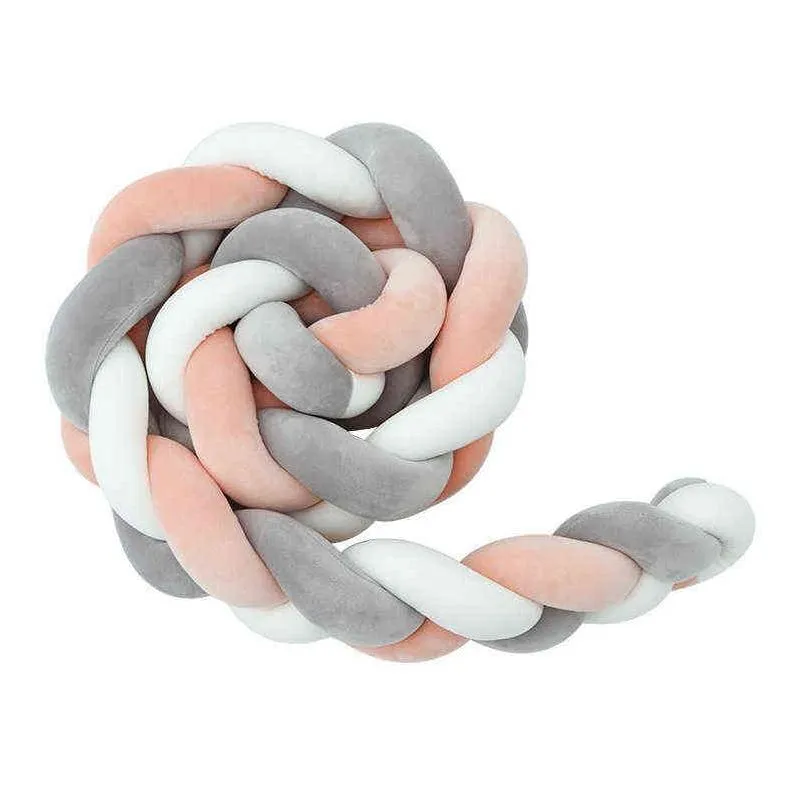 100cm bed braid knot pillow cushion bumper for infant kids crib protector cot room decor anti-collision 220209