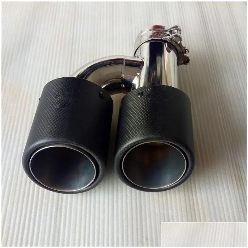 in 63mm out 89mm one pieces ak carbon fiber exhausts pipe h style akrapovic car tail dual end tip