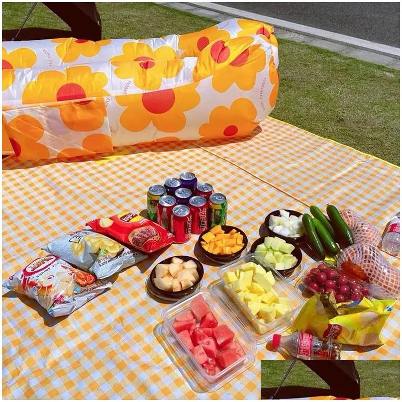 camp furniture inflated camping chair beach rainbow flower lazy air sofa picnic sleeping bed inflatable swimming sun lounger outdoor