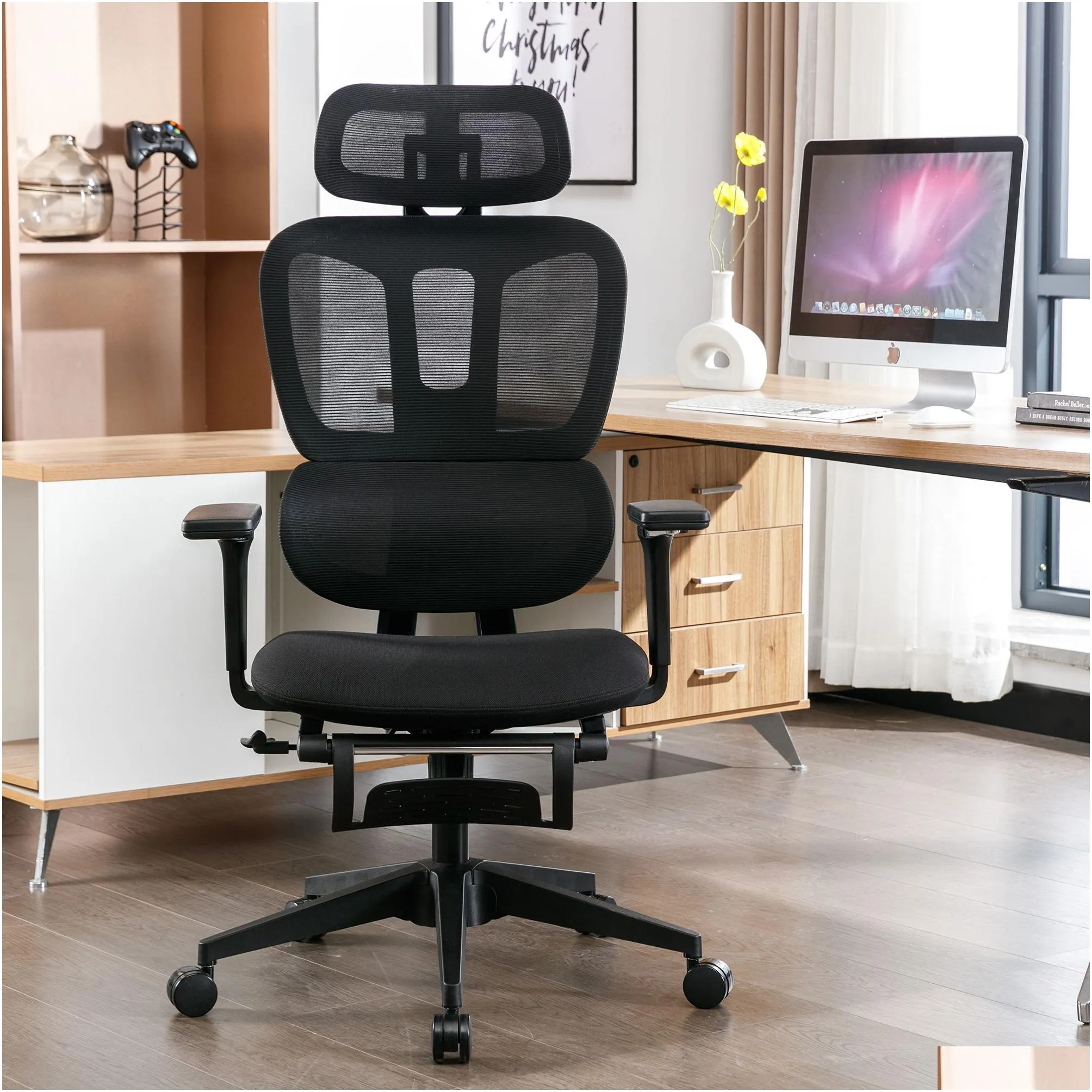 ergonomic mesh office chair with 2d adjustable armrest,high back desk computer chair,black