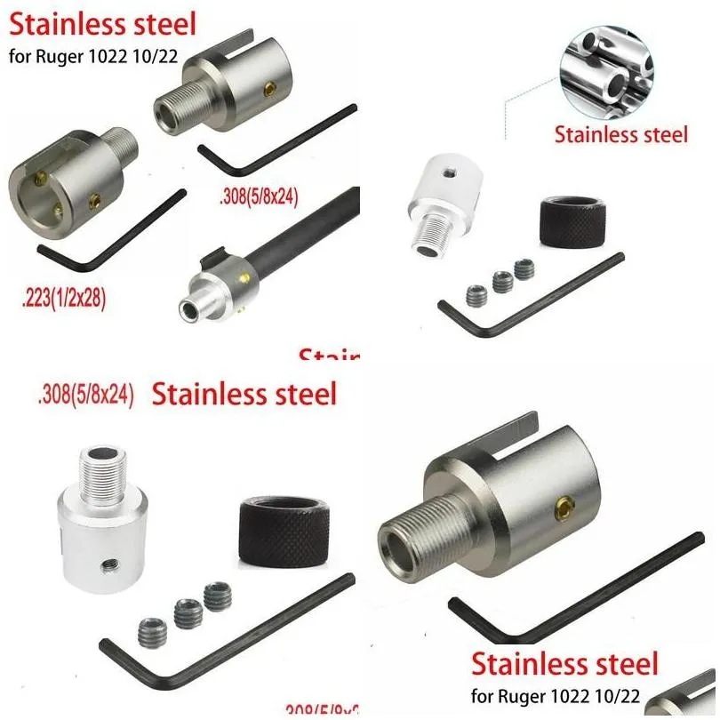 fuel filter for stainless steel barrel end thread protector ruger 1022 10/22 muzzle brake 1/2x28 5/8x24 adapter combo .223 .308 comp