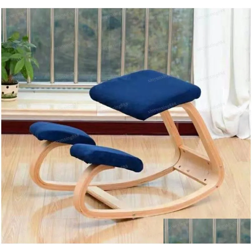 original ergonomic kneeling chair stool home office furniture rocking wooden computer posture design9151448289b