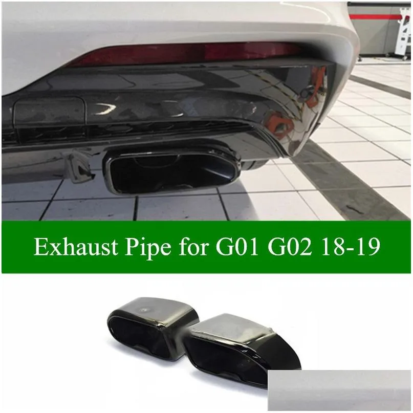 2 pieces square exhaust pipe for bmw x3 x4 g01 g02 2018-2019 original style stainless steel muffler tail tips