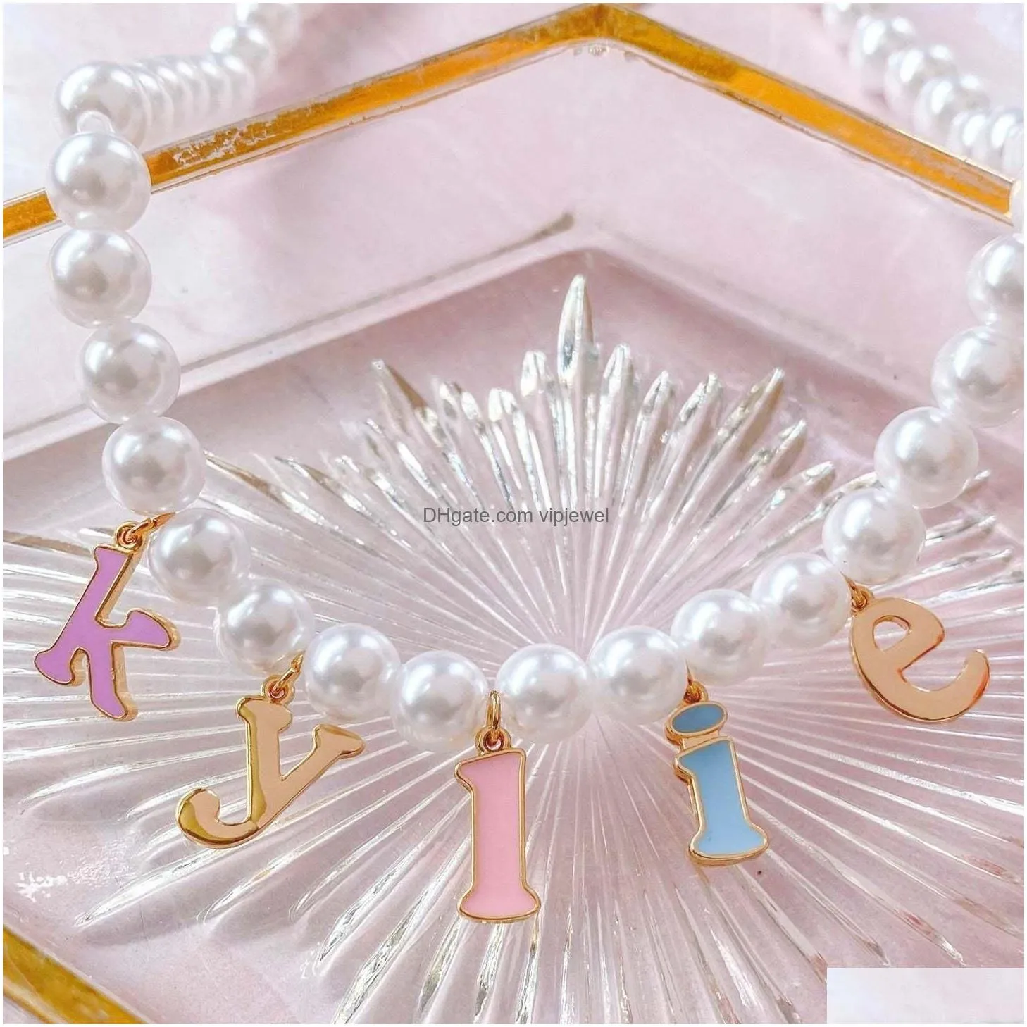 necklaces custom pearl princess necklace pendant necklace for men women pearl chain letter name necklaces