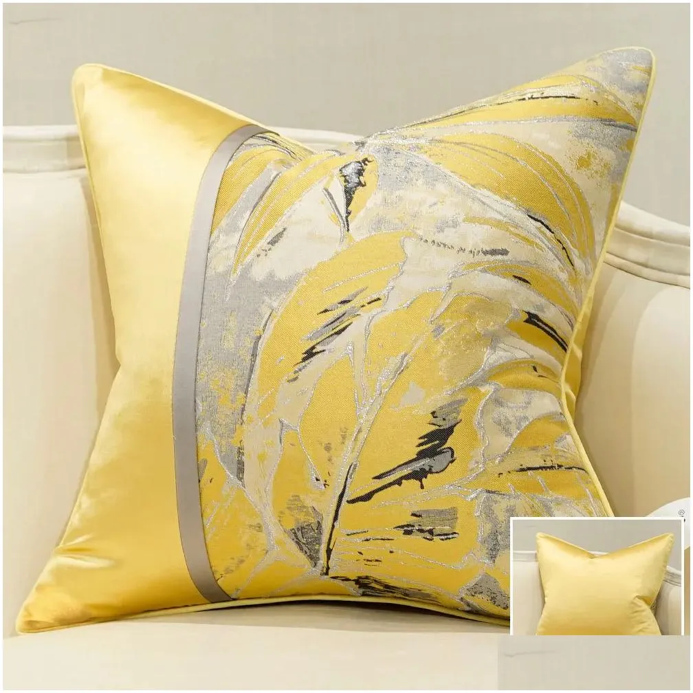 avigers yellow cushion covers square striped patchwork jacquard pillow cases home decorative for car sofa bedroom lj201216