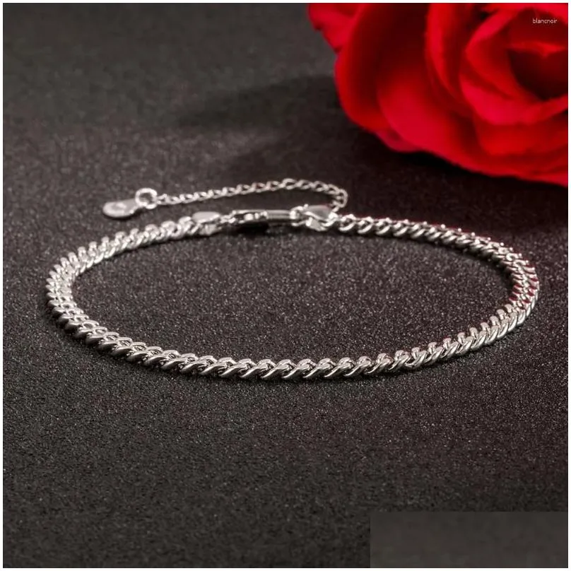 anklets bohemia 925 sterling silver cuba chain link ankle bracelet for women fashion lock charm anklet on leg boho jewelry gift