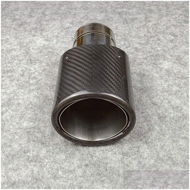 one piece oval model akrapovic car exhaust pipe glossy carbon fiber with stainless steel tips muffler end pipes