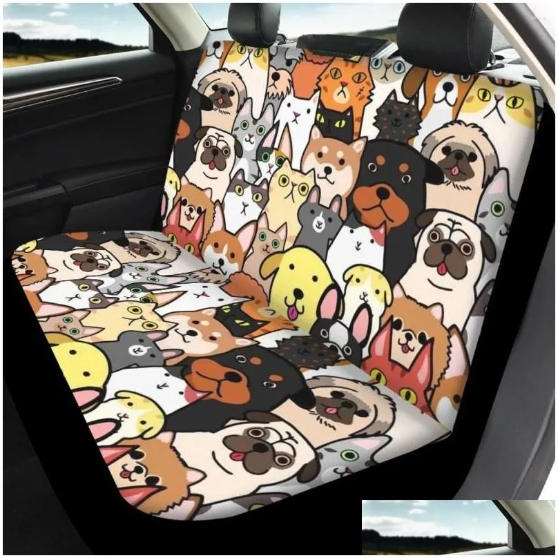 car seat covers funny dog print cover set for women universal fit suv truck sedan elastic front back accesorios para auto