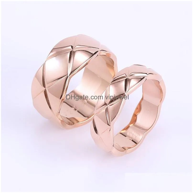 love rings women men band ring designer ring fashion jewelry titanium steel single grid rings with diamonds casual couple classic gold silver rose optional