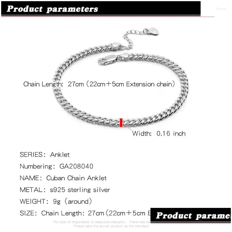 anklets bohemia 925 sterling silver cuba chain link ankle bracelet for women fashion lock charm anklet on leg boho jewelry gift