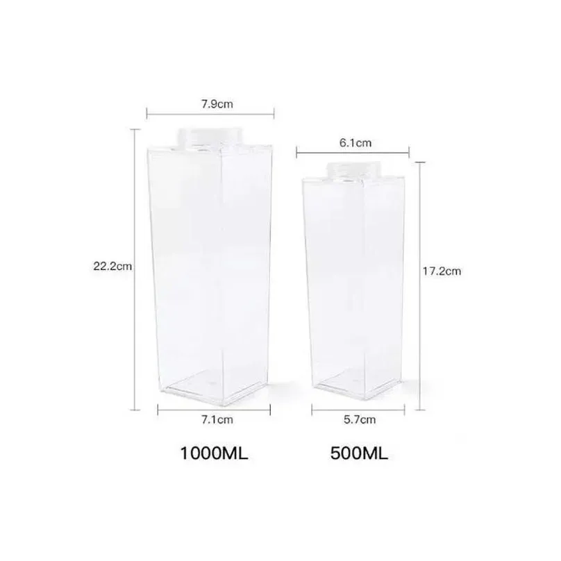 plastic clear milk carton shaped water bottles portable drinking sports milk cups water bottle with lid