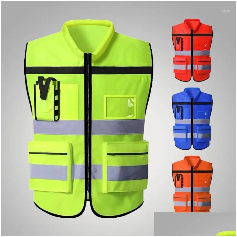 motorcycle apparel high visibility reflective safety vest personalized customized night cycling work clothes for construction workers