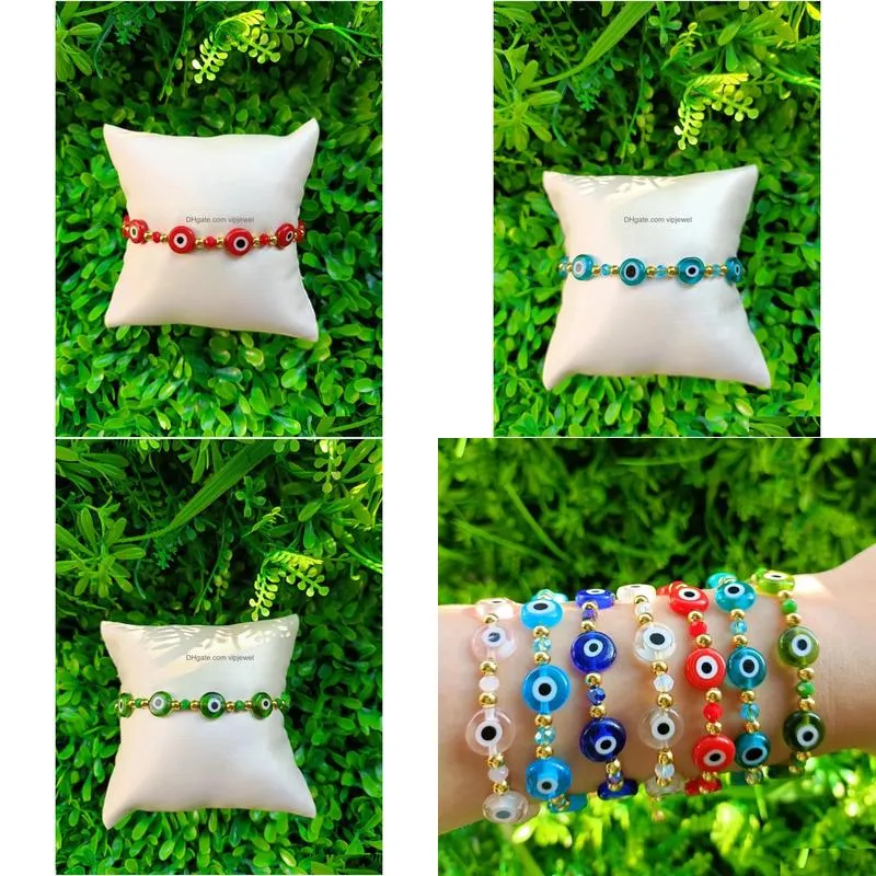 bracelets 10pcs summer eye lucky charm bracelet multicolor crystal beads turkish eye beaded bracelet