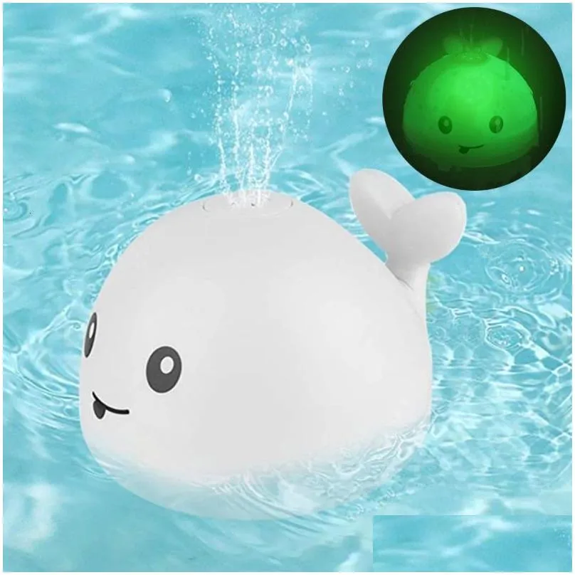 baby toy electric induction water spray ball baby shower light music water spray whale summer 230919