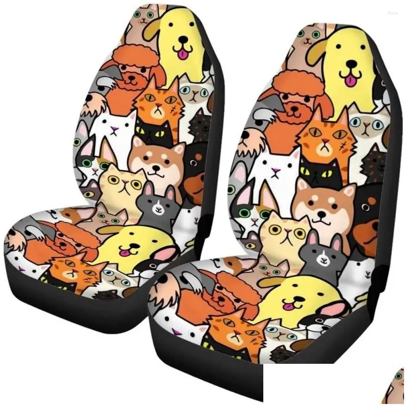 car seat covers funny dog print cover set for women universal fit suv truck sedan elastic front back accesorios para auto