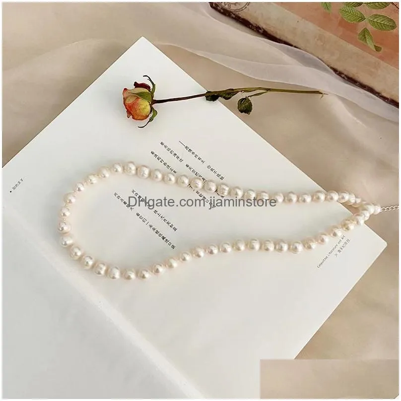 Chokers Ashiqi Natural Freshwater Pearl Necklace 925 Sterling Sier Jewelry For Women Gift 240104 Drop Delivery Jewelry Necklaces Penda Dhh0L