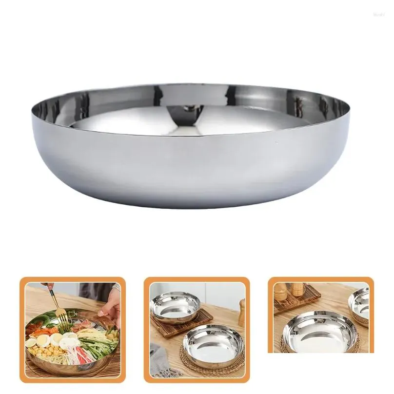 dinnerware sets 24cm stainless steel fruit salad bowls soup rice noodle ramen bowl kitchen tableware utensils container mixing