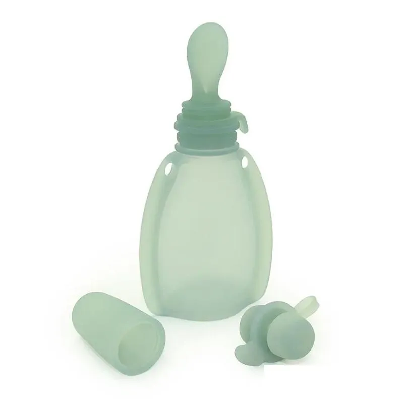 baby silicone squeeze feeding spoon bottle bpa free food grade portable puree pouch refillable infant food container milk storage bags