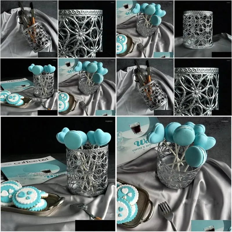 storage bottles silver metal basket openwork carving home wedding decoration european style candy aroma organizer