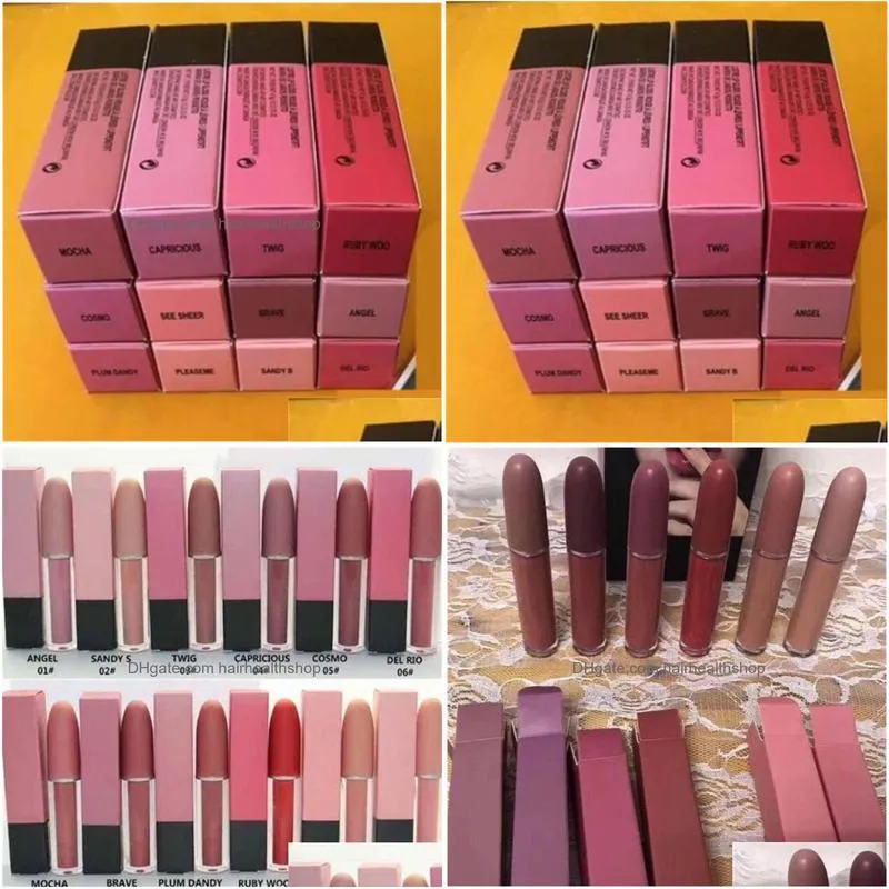 Lipstick Drop High Quality Makeup Matte Lipsticks Epacket Ship 12 Color New Make Up Lips Lustre Lip Gloss Liquid Lipstick 4.5G Drop De Dhkpi