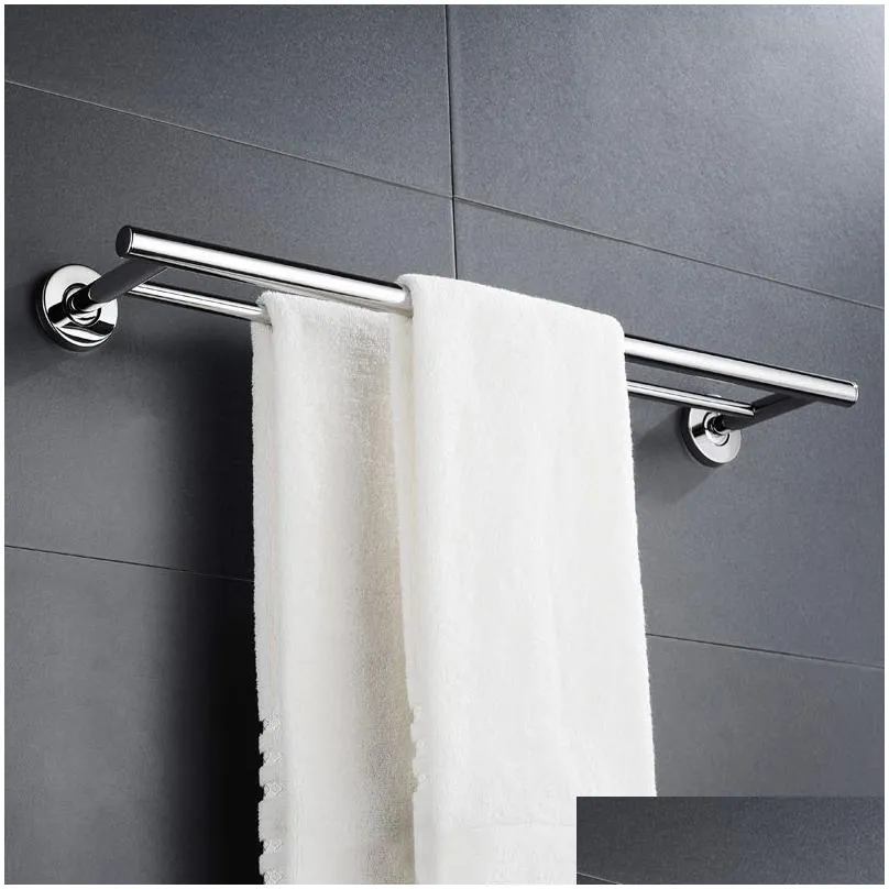 stainless steel tower bar anti-rust bathroom washroom double rod towel rack shelf holder wall mounted 200923