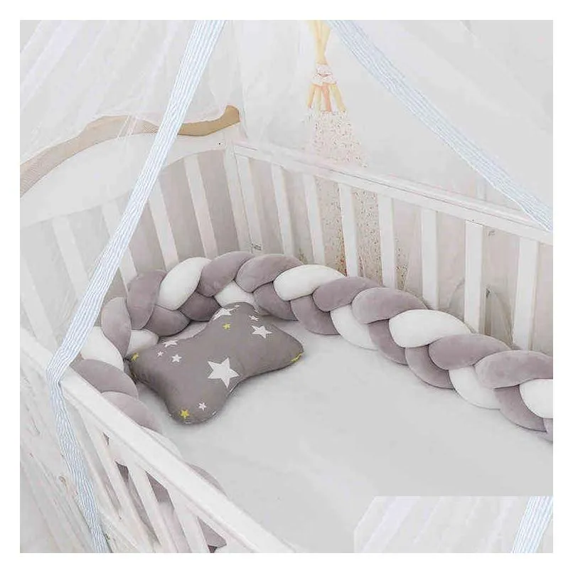 100cm bed braid knot pillow cushion bumper for infant kids crib protector cot room decor anti-collision 220209