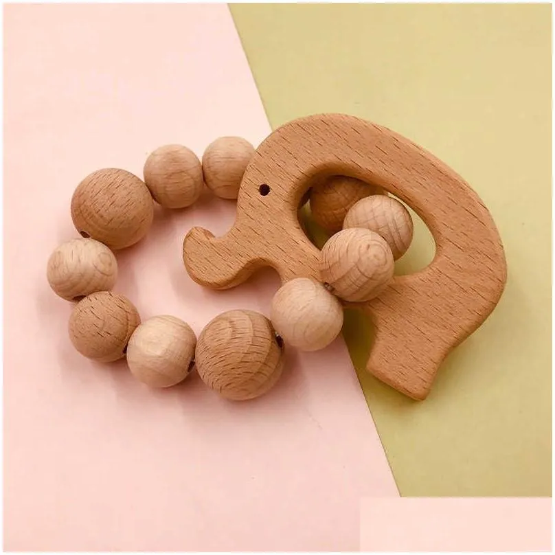 natural wooden pacifier ring clips teethers for baby health care accessories infant fingers exercise toys colorful silicon beaded