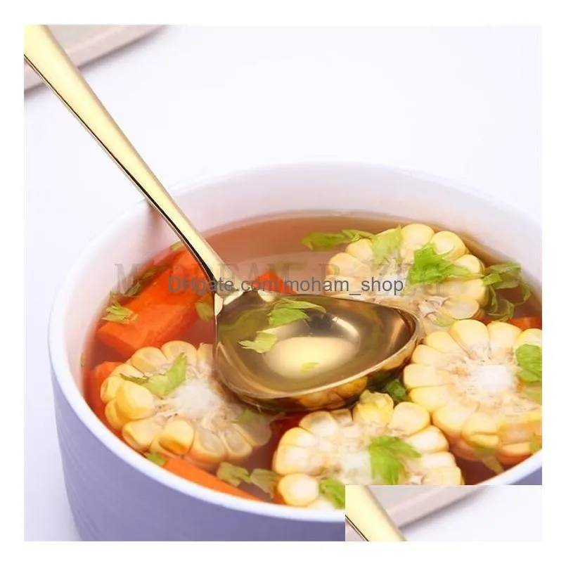 17cm soup spoon 304 stainless steel big spoons restaurant kitchen utensils