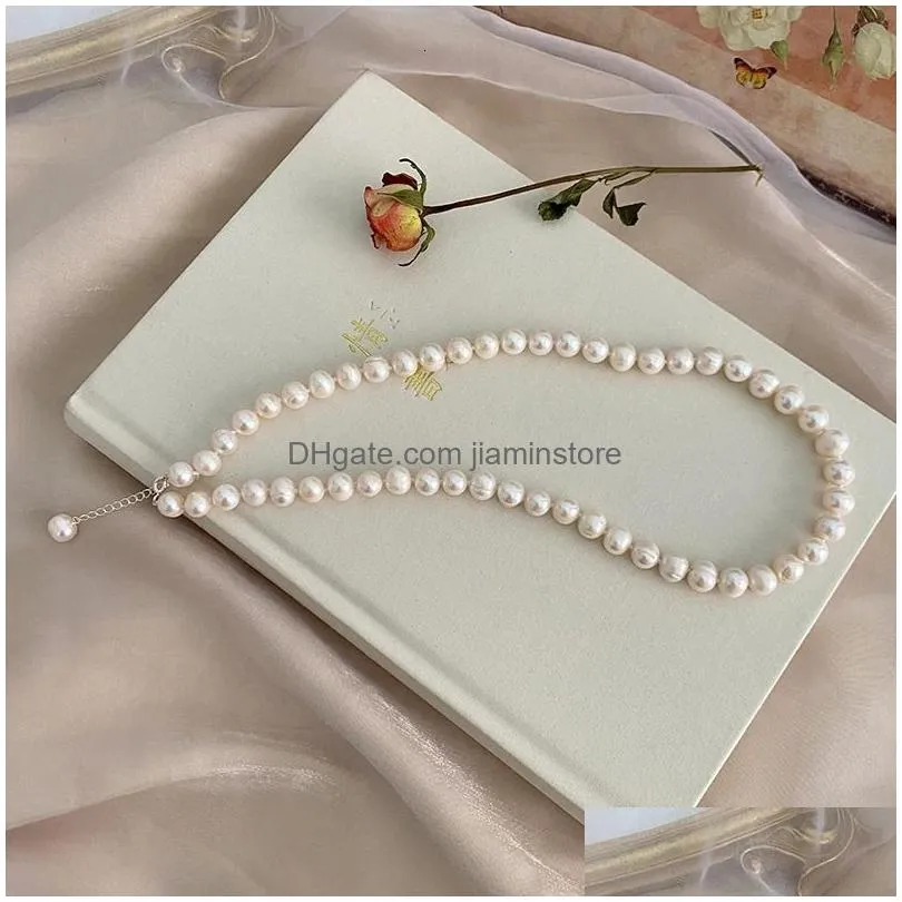 Chokers Ashiqi Natural Freshwater Pearl Necklace 925 Sterling Sier Jewelry For Women Gift 240104 Drop Delivery Jewelry Necklaces Penda Dhh0L