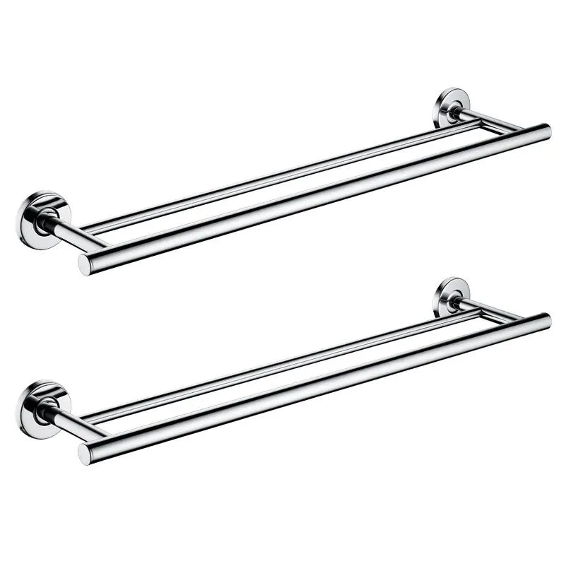 stainless steel tower bar anti-rust bathroom washroom double rod towel rack shelf holder wall mounted 200923