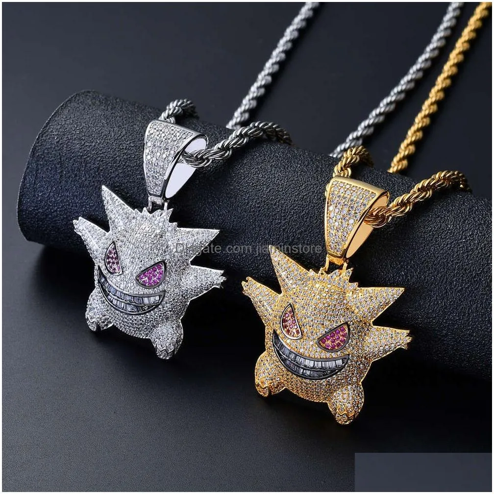 Pendant Necklaces Wg126 Wholesale Iced Out 18K Gold Plated  Pendant Necklace Men Collares Hip Hop Jewelry Drop Delivery Jewelry Dhp4I