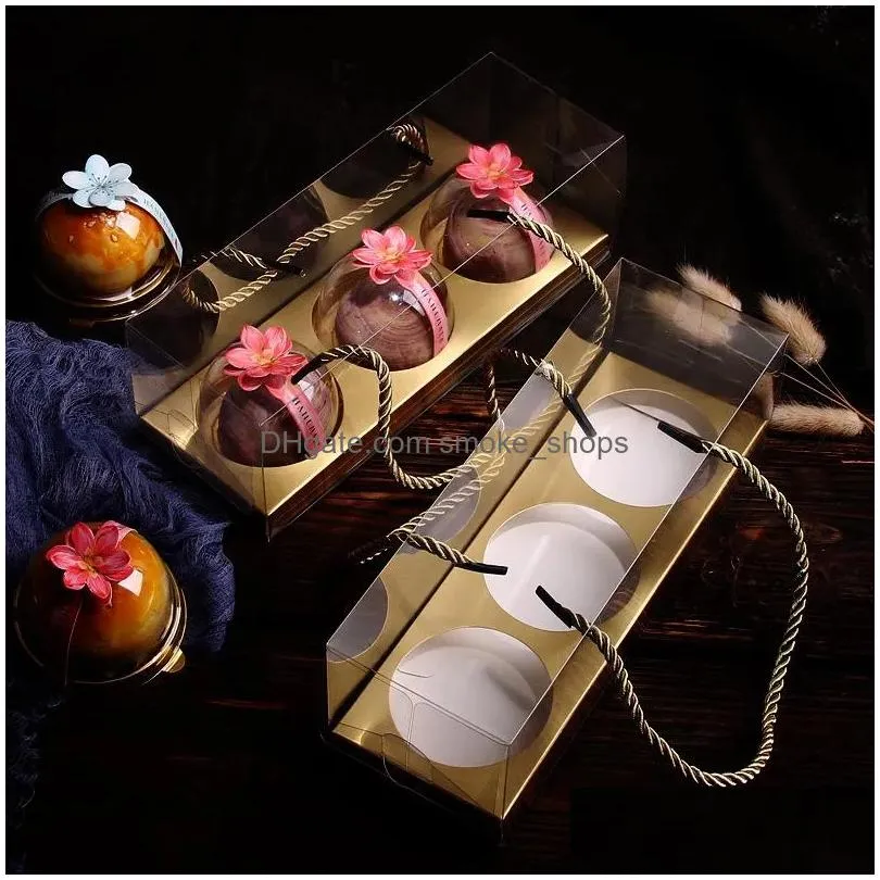 gift wrap 10pcs cupcake cookie cake transparent box for egg yolk crisp birthday wedding party handmade packing with handlegift