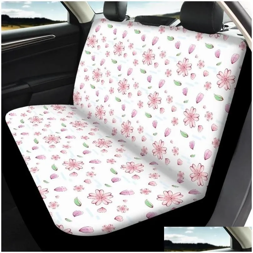 car seat covers universal beautiful cherry blossoms design heavy-duty nonslip full 4pcs vehicle protector elastic remove