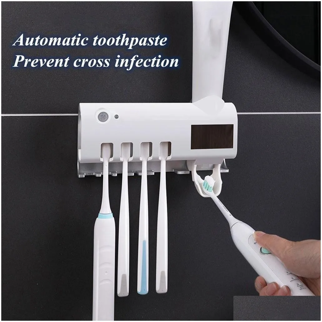 in store tooth brush holder solar energy no need to charge uv toothbrush disinfectant cleaning agent storage toothbrush holder y200407