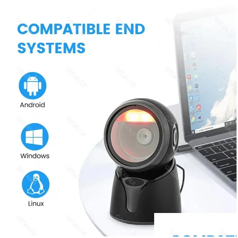 desktop 2d qr barcode scanner a5 hands-free omnidirectional usb big reader 1d screen barcodes scanning