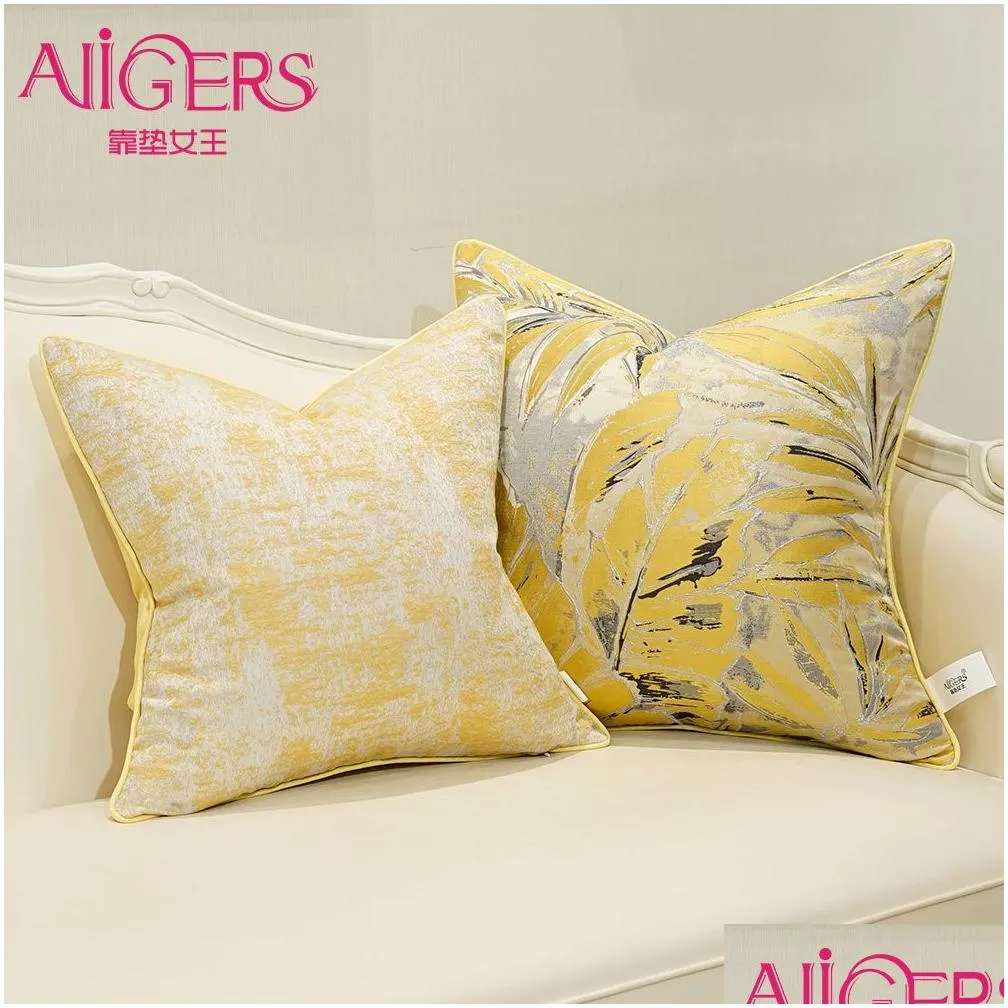 avigers yellow cushion covers square striped patchwork jacquard pillow cases home decorative for car sofa bedroom lj201216