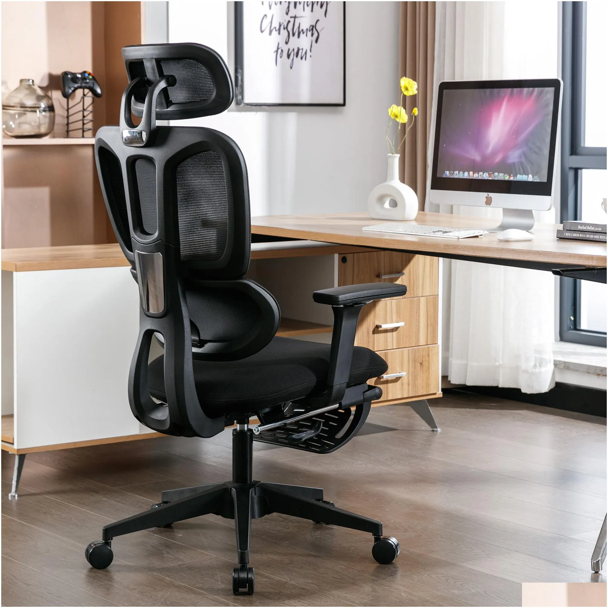 ergonomic mesh office chair with 2d adjustable armrest,high back desk computer chair,black