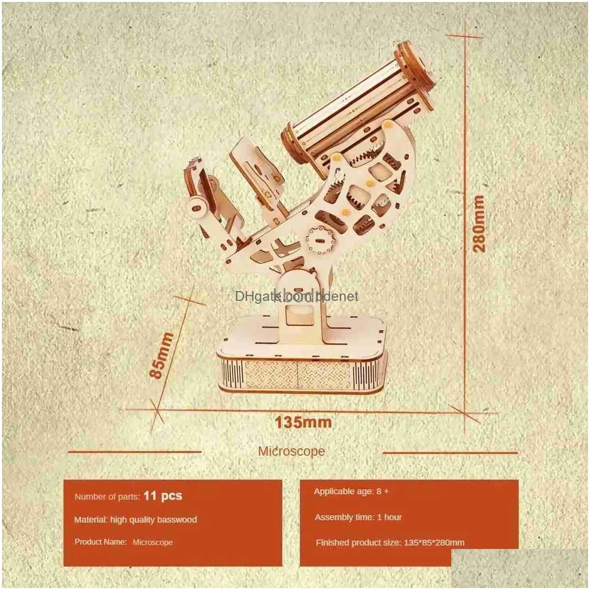 Craft Tools 3D Wood Microscope Puzzle Model Kits For Child Experiment Learning Education Montessori Toy Diy Assembling Block To Drop Dhpjw