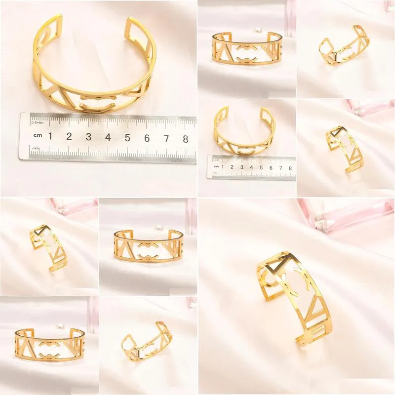 fashion style bracelets women bangle designer letter jewelry 18k gold plated stainless steel wedding lovers gift bangles wholesale classic style