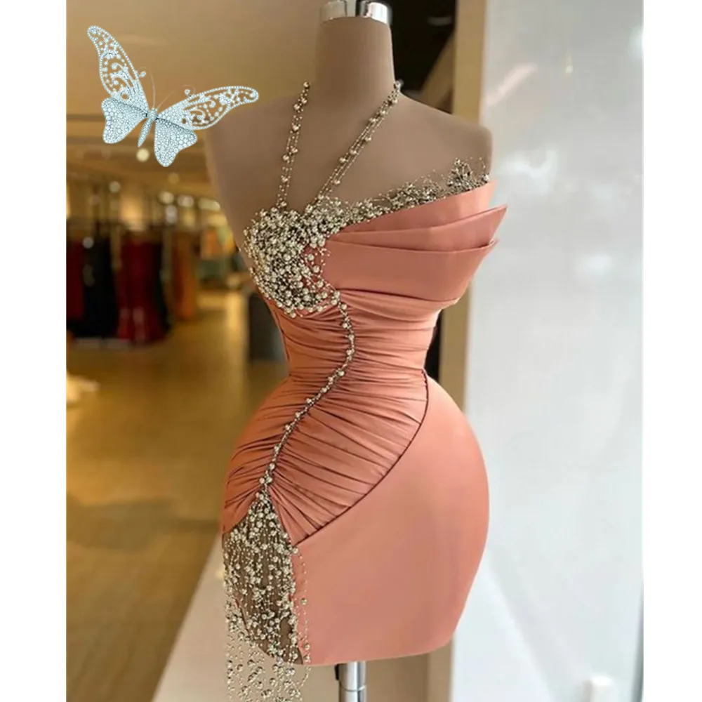 2024 Formal Dresses For Women Pink Lace Deep V Neck Cocktail Dresses Homecoming Mini Gown Vestidos De Gala YD