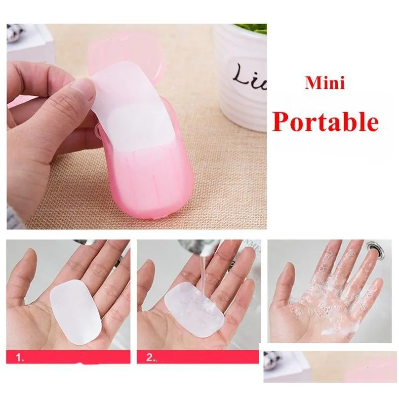 20pcs/box portable disposable boxed soap paper hand sanitizer outdoor travel soap paper scented bath wash hands mini paper soap dhl