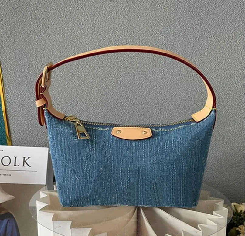 Denim Tote Bag Carryall Mm Shoulder Bag Medium Handbag Top Quality Canvas Leather Fashion Designer Shopping Bag Mini Moon Purse Hills 10A Clutch Wallet