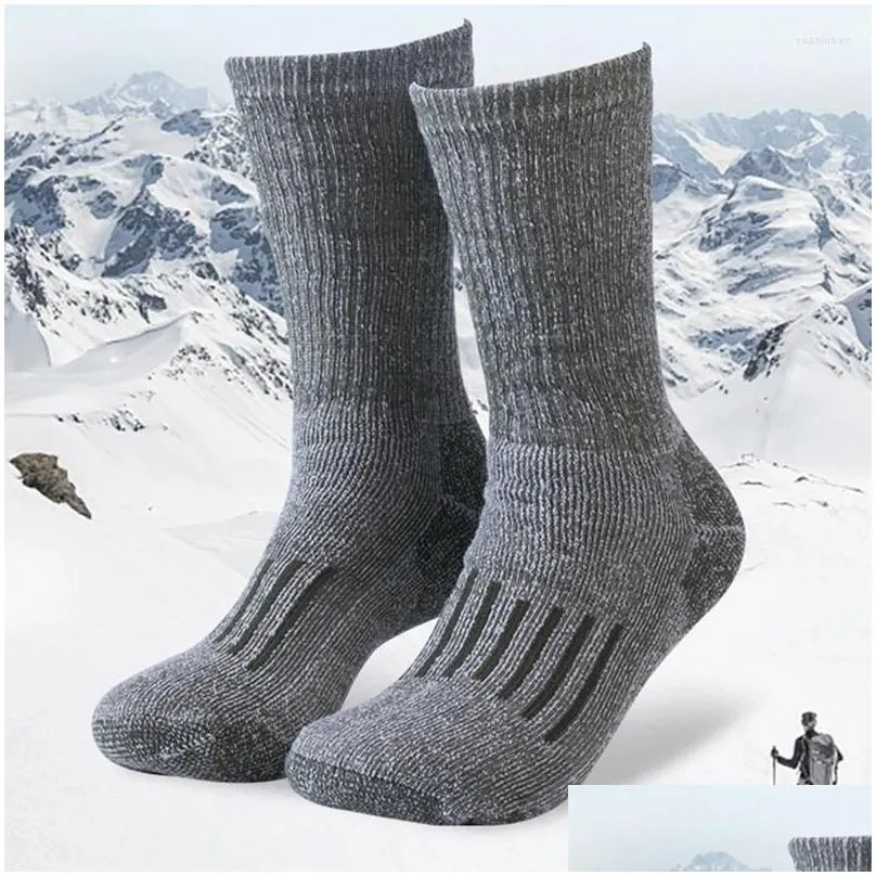 men`s socks hiking merino wool for men women 80% ski winter thick thermal crew walk warm anti-odor
