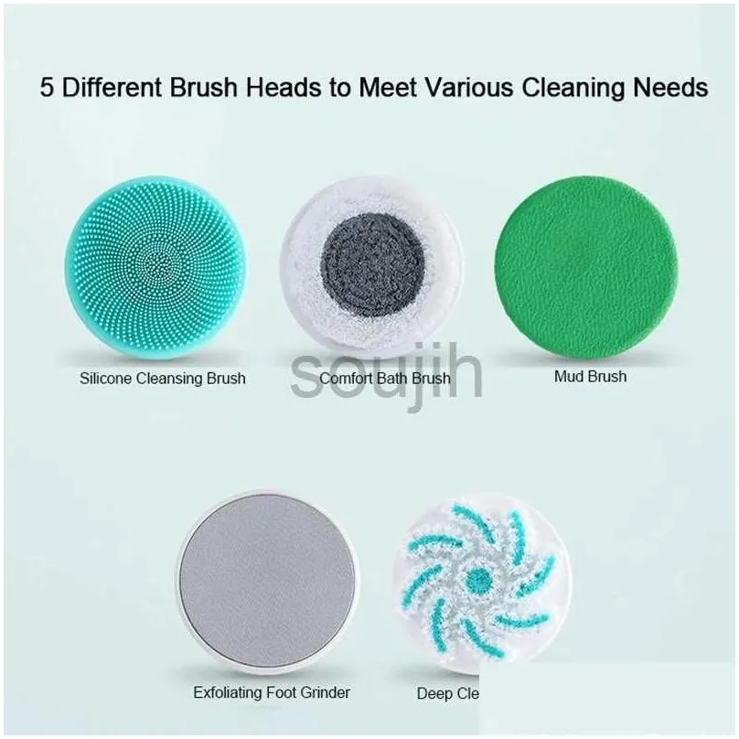 bath tools accessories 2023 new electric bath brush usb recharge body scrubber back rubbing shower cleaning brush spinning massage heads long handle
