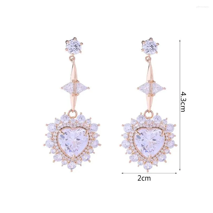 dangle earrings lincy brand classic heart shaped zircon for girls tenddy wearing