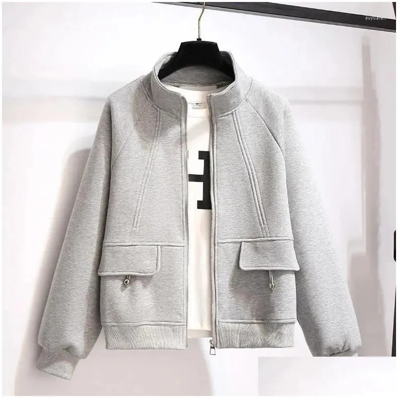 women`s jackets 2024 spring autumn jacket coat korean casual cropped zipper outwear female tops sweatshirt student coats 3xl