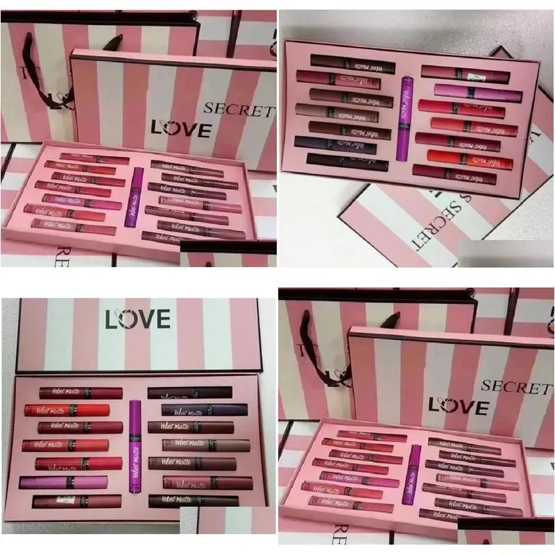 good quality love velvet matte cream lip stain gloss set liquid lipstick 15 color long-lasting moisture lipgloss makeup kits