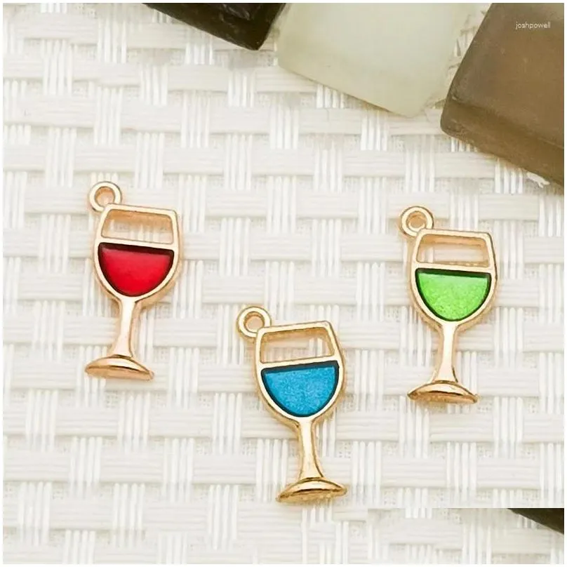 charms 15pcs fashion high foot wine cup alloy enamel pendant colorful charm elegant diy necklace bracelet earrings keychain