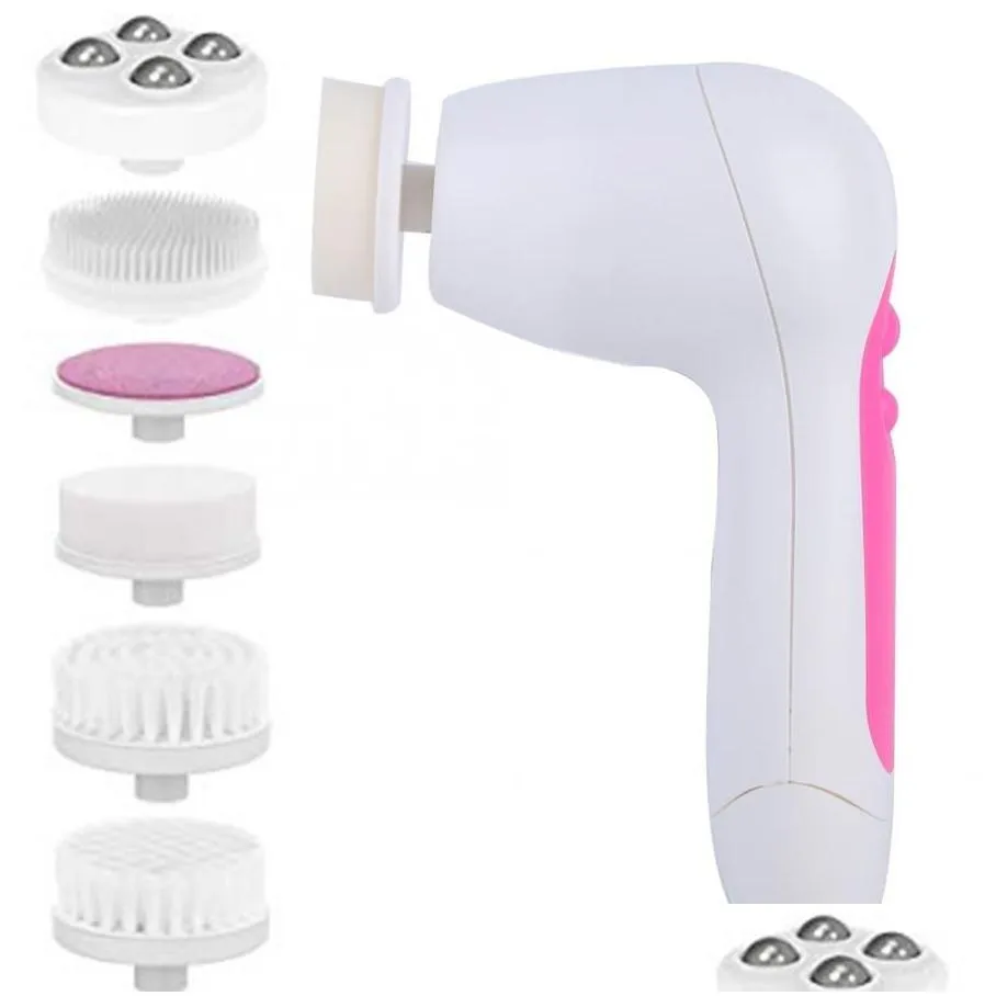 5 in 1 mini face cleaning exfoliator spin brush beauty care massage electric facial cleansing brush, skin care face massager